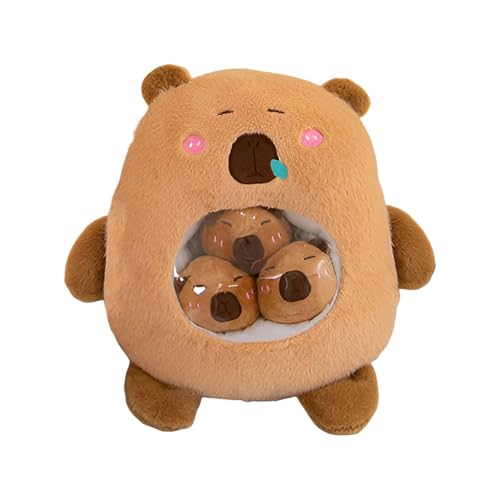 Mkiujhn Capybara-Kuscheltiere, süßes Capybara-Plüschkissen - Braune Capybara-Plüschpuppe, Stofftiere, Spielzeug,Weiche braune Puppe, niedliches Tier-Plüschtier, Capibara-Plüschpuppe für Kinder und von Mkiujhn