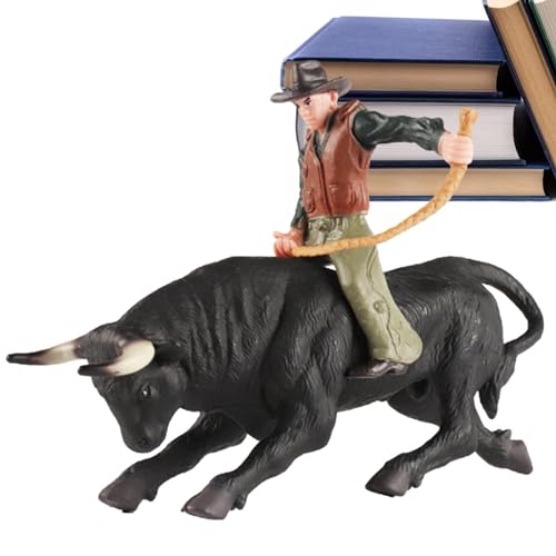 Mkiujhn Cowboy-Reitbull-Figur - Realistische spanische Stierkämpfer-Rinderwaldfiguren,Rodeoes Actionfigur für Sammelfiguren für Kinder, Mädchen im Alter von 3–5 und 6–12 Jahren von Mkiujhn