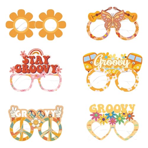 Mkiujhn Groovy Glasses Partygeschenke, Hippie-Brillen für Frauen | Brillen dekorative lustige 3D-Brillen,Bunte tragbare Retro-Partybrille für Erwachsene und Kinder von Mkiujhn