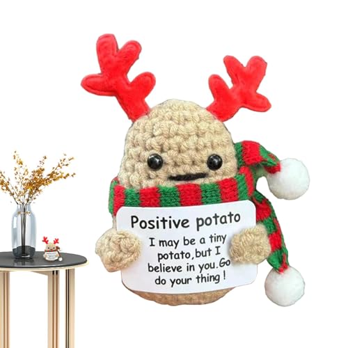 Mkiujhn Häkelkartoffel, Kartoffelhäkelpuppe, Kreative Strickpuppen mit positiver Affirmationskarte, Positives Häkel-Strickpuppenspielzeug für Erwachsene, Kinder, Freunde, Zimmer, Desktop von Mkiujhn