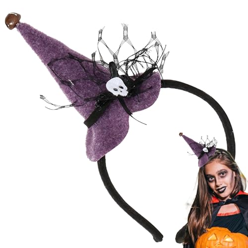 Mkiujhn Halloween-Stirnband, Halloween-Stirnbänder für Frauen,Halloween Hexenhut Kopfbedeckung | Stilvoller Spinnennetz-Haarreifen für Cosplay, Maskerade, Bühnenshow von Mkiujhn