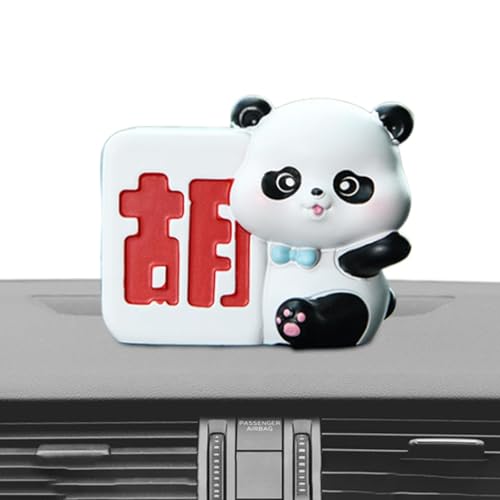 Mkiujhn Panda-Auto-Armaturenbrett-Dekor, Desktop-Panda-Puppe - Mahjong Panda Ornament Desktop-Spielzeugpuppen - Einzigartige Kuchendekoration, Armaturenbrettpuppe im chinesischen Stil für die von Mkiujhn