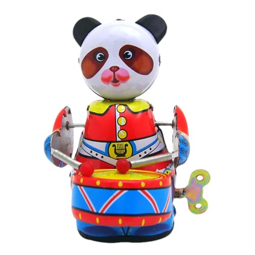 Mkiujhn Panda-Spielzeug zum Aufziehen, niedliche Uhrwerk-Tiere | Retro Clockwork Panda Schlagzeuger Cartoon Roboter,Sammelfigur als Tischdekoration für Erwachsene und Kinder für Café, Cafeteria, von Mkiujhn