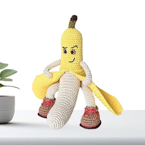 Mkiujhn Positive Häkeltiere, lustige Bananen-Häkelfigur – lustige positive emotionale Unterstützung, Banane, Neuheit, Heimdekoration, Strickobst, für Zuhause, Wohnheim, Auto, Schreibtisch von Mkiujhn