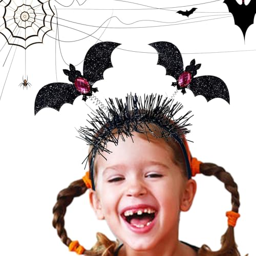 Mkiujhn Schwarzes Halloween-Stirnband,Halloween-Fledermaus-Stirnband | Gothic Fledermaus Kinder Kopfbedeckung | Festliche, stilvolle Party-Kopfbedeckungen, schwarzer Haarreifen für von Mkiujhn