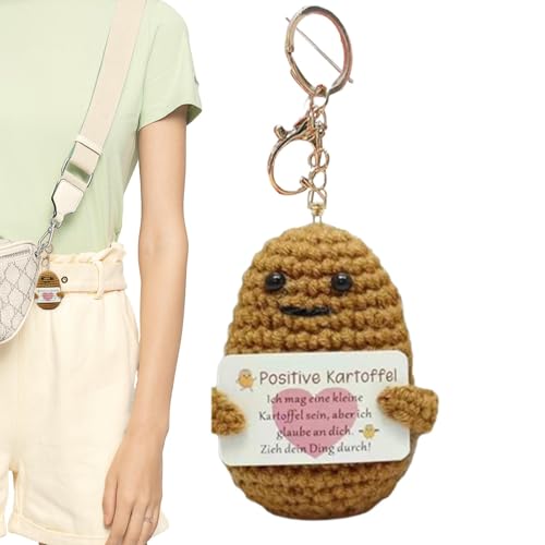 Mkiujhn Süßer Kartoffel-Schlüsselanhänger, lustige Häkelkartoffel - Kartoffelspielzeug Häkelkartoffel - Gehäkelte Puppe zur emotionalen Unterstützung, Kartoffel, Taschenanhänger, von Mkiujhn