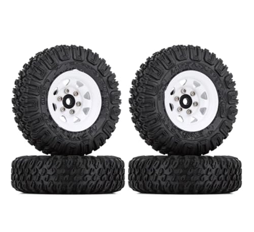 RC Autoteile Für Axial 90069 D90 TF2 Für Tamiya CC01 LC70 Für MST Für Jimny 85 * 28MM 1.55 "1/10 Beadlock Felge Reifen Set RC Crawler Auto Teile Zubehör(AX1010-1501WH) von Mkytkv