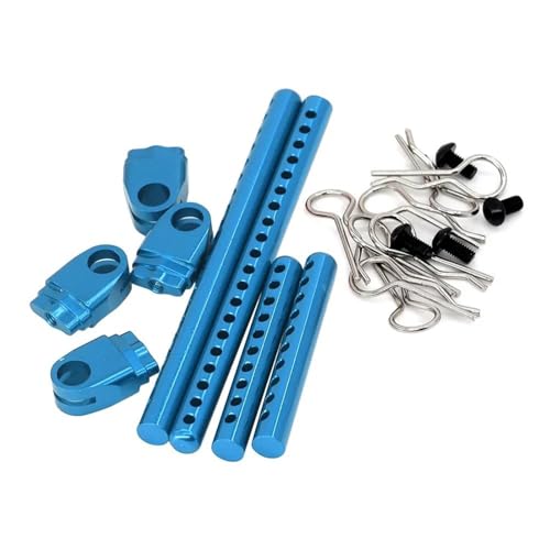 RC Autoteile Für Tamiya Für TT02 Metall Montiert Körper Post Mounts Auto Shell Mit R Clips Befestigungs Säule Teil Modell RC Auto Upgrade Teile Zubehör(Blue) von Mkytkv