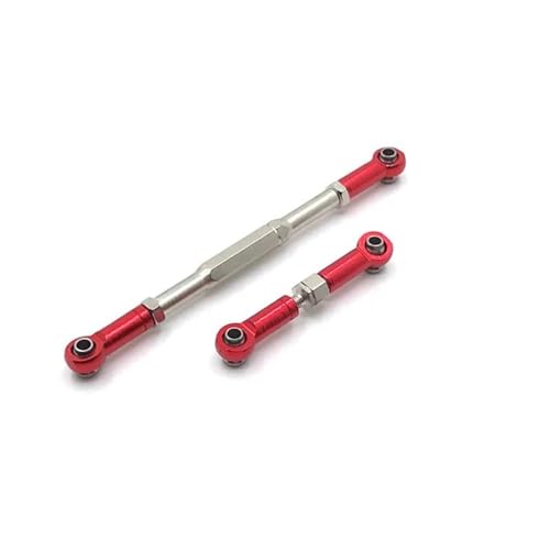 RC-Links-Gestänge Kompatibel Mit WPL C14 C24 B14 B24 B16 B36, Metall, Verstellbares Lenkgestänge, Servo-Verbindungsstange, Lenkgestänge, RC-Autoteile, Upgrade-Teile(Color:Red) von Mkytkv