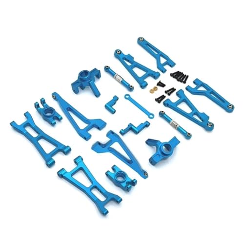 rcDekoration Zubehörteile Kompatibel Mit MJX 16207 16208 16209 16210 Metall-Vorder- Und Hinterradaufhängungsarm Lenkbecher-Verbindungsstangen-Set 1/16 RC Car Upgrade Parts Kit(Blue,16207) von Mkytkv