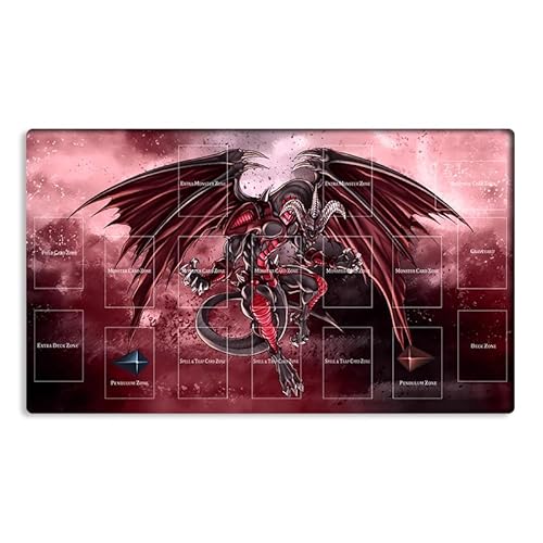 New Mlikemat Playmat Red Drache Archfiend TCG CCG OCG Sammelkartenspiel Matte Tischunterlage mit Zonen + Gratis Tasche (YG001-197-A) von Mlikemat