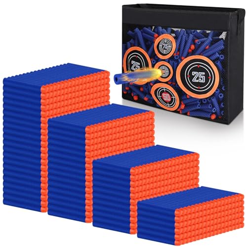 600 Pfeile Darts Schaum Munition kompatibel mit Nerf Gun Elite, Refill Kugeln passen für N-Strike Elite Series Blasters Spielzeug Pistole,Dart Zubehör mit Shooting Practice Target Toy Storage Mesh Bag von Mlikero