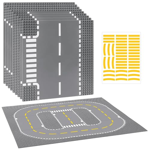 Mlikero 9 Straßenplatten Kompatibel mit Klassische Bausteine, 25.5 * 25.5cm Straße Platten, Strassen Grundplatten für City Sets (Angehängte DIY-Aufkleber) von Mlikero