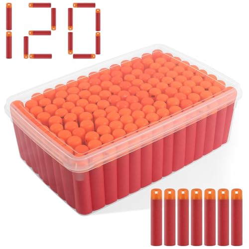 Mega Darts Pfeile für Mega Guns, 120 Mega Dart Munition passen für Nerf Mega Guns, Mega Series Blasters, Mega Darts Bulk, Rote Dart Zubehörpassen für Nerf Mega Blasters (9,5 x 2 cm, Eimer Beilie) von Mlikero