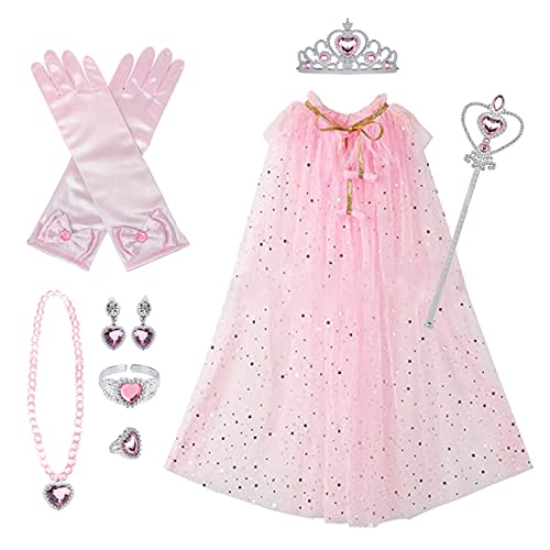 Mllepjdh Kostüm Prinzessin Party Dress Up Prinzessin Cape Umhang Schmuck Mädchen Geburtstag Kostüm Fee Prinzessin Kostüm von Mllepjdh