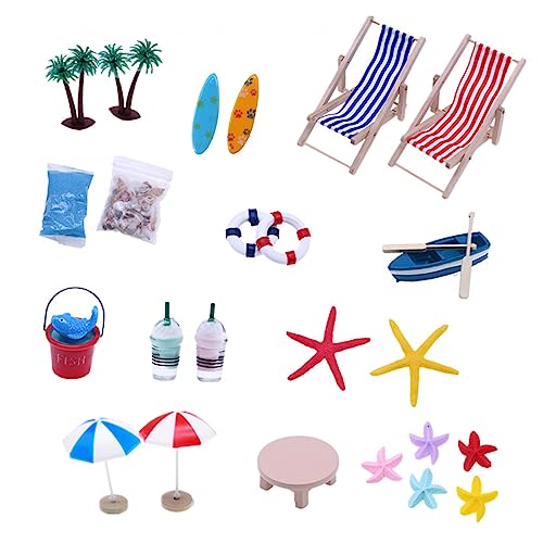 Mllepjdh Zubehör Sonnenschirm Strandkorb Dekoration Miniatur Set Modellfigur Gartenzubehör von Mllepjdh