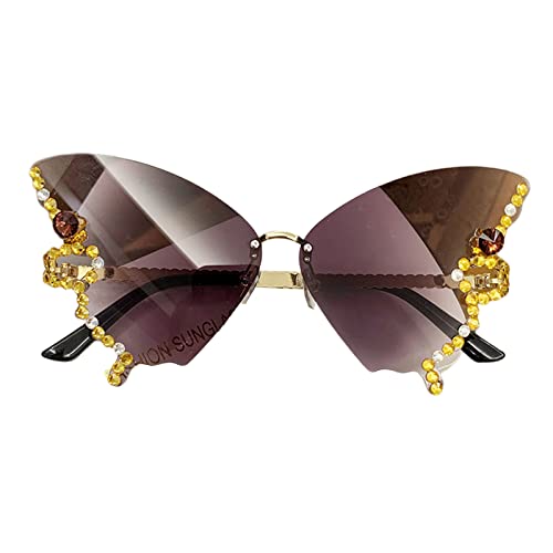 Schmetterling randlos kleines Gesicht Schmetterling Brille Strass Bling Schmetterling von Mllepjdh