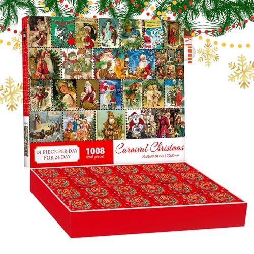 2024 Christmas Puzzle | 24 Tage des Jigsaw Puzzles Countdown Kalender | Engaging Family Puzzle Game Playset für festliche Wanddekoration, perfekt für Feiertage von Mlllokfki