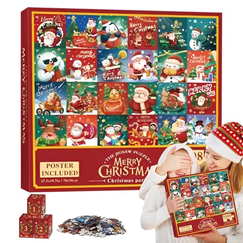 Countdown-Kalender-Puzzle | 1008 Teile Puzzle | Familienspielabend, Eltern-Kind-Puzzle, Weihnachtspuzzle, Weihnachtspuzzle, Kalenderpuzzle für Schlafzimmer, Puzzle für Klassenzimmer von Mlllokfki