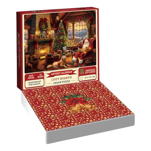 Mlllokfki 1000 Piece Christmas Puzzle, 24 Days Puzzles, Family Game Christmas, Festive Home Decor, Santa Claus Puzzle, Holiday Puzzle Fun, Christmas Puzzle Challenge for Home Wall Decor von Mlllokfki