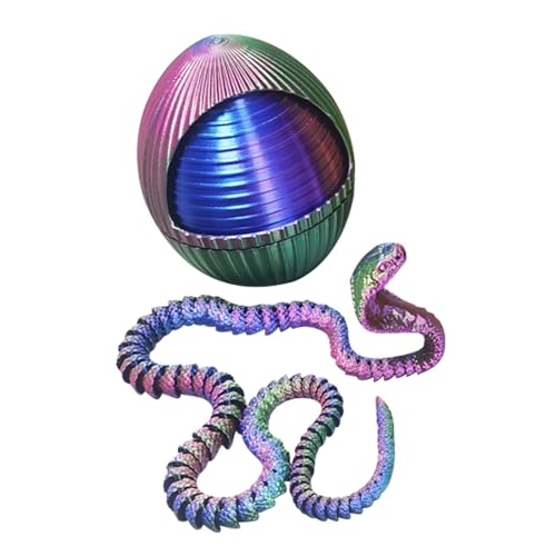 Mlllokfki 3D Printed Snake, Flexible Snake Toy, Rotary Snake Fidget, Fidget Snake Egg with Gear Egg Flexible Animals Cute Rotary Egg Figure for Desk Decoration von Mlllokfki