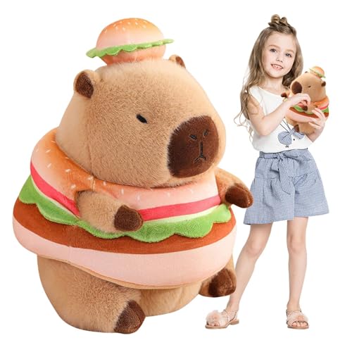 Mlllokfki Hamburger Capybara,Gefüllter Capybara Hamburger - Niedliches Capybara-Spielzeug | Weiches Capybara-Spielzeug, Capybara-Puppe, Capybara-Stofftier für die Heimdekoration von Mlllokfki