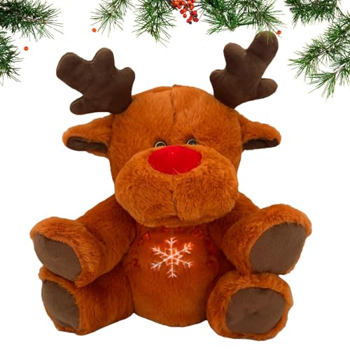 Mlllokfki Holiday Reindeer Toy, Plush Reindeer Decoration, Christmas Plush Toy, Stuffed Toys Animal Calming Plush, Soothing Plush with Musical and Lights, Electric Plush Animals for Sleep von Mlllokfki