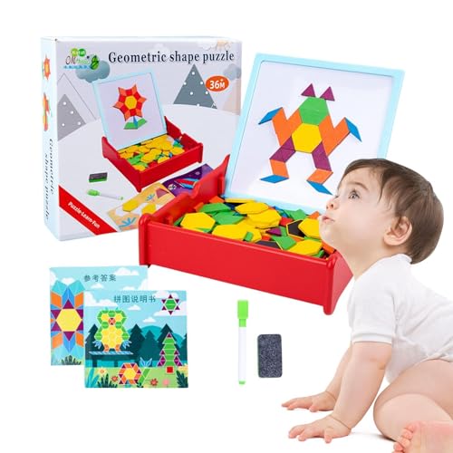 Mlllokfki Holzbausteine Modell Set | Tangram Puzzle für Kinder - Geometrische Formen Blöcke Modell Tangram für Kinder 3+, Tangram Lernspielzeug von Mlllokfki