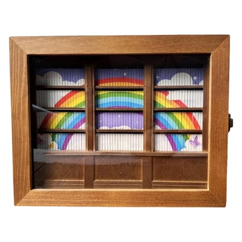 Mlllokfki Rainbow Book Cabinet Decoration | Wooden Stress Relief | Miniature Library Bookshelf, Anti Stress Library Decor, Miniature Book Collection, Rainbow Bookshelf for Living Room Decorations von Mlllokfki