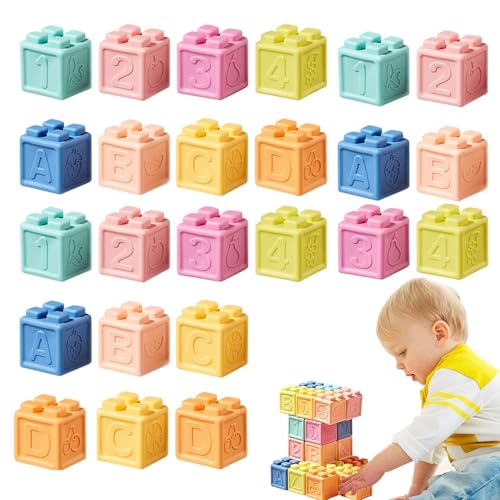 Mlllokfki Soft Rubber Building Toys for, Easy Grip Rubber Building Blocks, Soft Building Blocks for Early Learning, Vibrant Rubber Block Play Set, Soft Rubber Construction Block Set von Mlllokfki