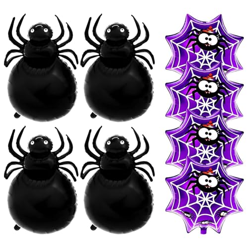 Mlllokfki Spider-Ballons, Halloween-Luftballons, Set mit Spinnennetz aus Horror-Folie, schwarze Folienballons Spinne Halloween-Dekorationsset für Halloween-Partys von Mlllokfki