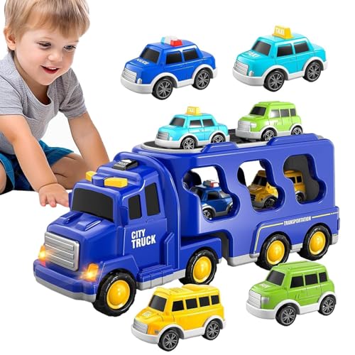 Mlllokfki Toy Car Truck | Simulation Vehicle Toy | 7-in-1 Car Toy, Boys Transport Car, Flashing Lights Toy, Small Car Toy, Indoor Car Truck, Car Toy for Boys, Boys Vehicle Toy, Flashing Car Lights von Mlllokfki