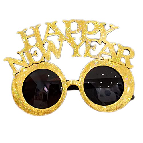 Mllxon Happy New Year Brille Glitzer Neujahr Sonnenbrille Lustige Party Brille für Silvester Party Dekorationen von Mllxon