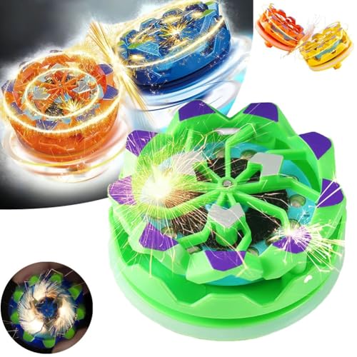 Feuerwerks-Fingerspitzen-Gyroskop, handgeführtes Feuerwerks-Gyroskop, Fidget-Spinner for Erwachsene, sensorisches Fidget-Spielzeug, Angstspielzeug, Kollisionsfunken, leuchtendes Kreiselspielzeug(Grün) von Mlthcig