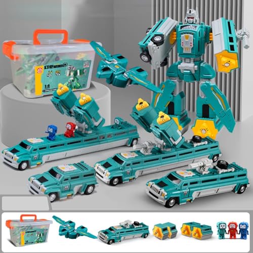Mlthcig Magnetisches Transformator-Spielzeug for See, Land, Luft, Militär, technisches Auto, zusammengebautes Spielzeug mit Aufbewahrungsbox, 2024 Roboter, magnetisch for Kleinkinder(14) von Mlthcig