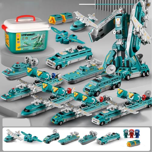 Mlthcig Magnetisches Transformator-Spielzeug for See, Land, Luft, Militär, technisches Auto, zusammengebautes Spielzeug mit Aufbewahrungsbox, 2024 Roboter, magnetisch for Kleinkinder(25) von Mlthcig