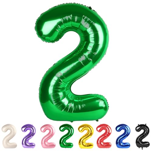 2 Ballon Zahlen Geburtstag Dekorationen für Grils Jungen, Zahl Zwei Luftballons 40 In Dunkelgrün Party Dekorationen Jumbo Folie Helium Mylar Ballons Jurassic Park Party Dekorationen von Mluchee