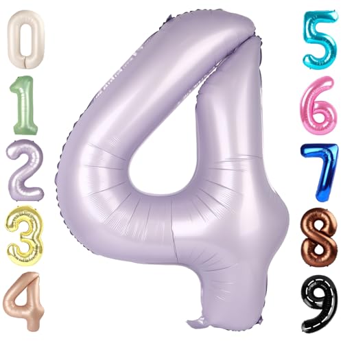 Ballon Zahl 40 Zoll Groß 4 Mylar Folie Helium Lila Ballons für 4. Geburtstag Party Nummer 4 14 40 44 Party Geburtstag Dekorationen von Mluchee