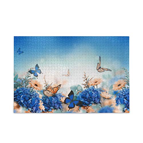 Mnsruu Cartoon Schmetterling Gänseblümchen Blume Landschaft Natur Puzzle Freizeit Kreative Spiele 1000 Teile für Erwachsene Kinder Geschenk von Mnsruu