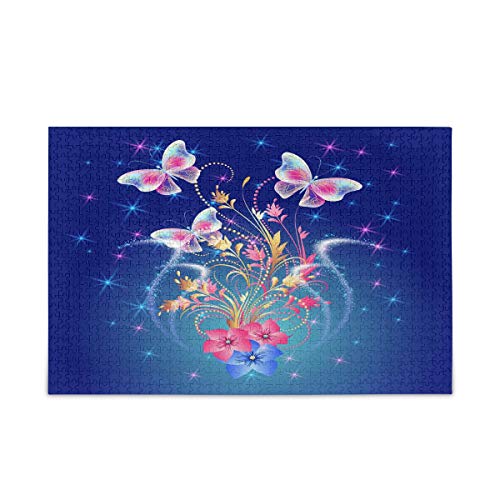 Mnsruu Fantasie Schmetterling Blume Feuerwerk Puzzle Freizeit Kreative Spiele 1000 Teile für Erwachsene Kinder Geschenk von Mnsruu