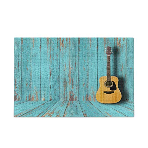 Mnsruu Gitarre Vintage Holz Musik Puzzle Freizeit Kreative Spiele 1000 Teile für Erwachsene Kinder Geschenk von Mnsruu