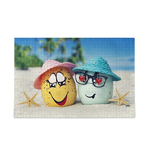 Mnsruu Happy Easter Egg Ocean Beach Puzzle Freizeit Kreative Spiele 1000 Teile für Erwachsene Kinder Geschenk von Mnsruu