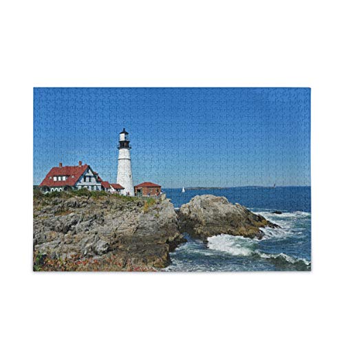 Mnsruu Head Lighthouse Sandwellenpuzzle für Freizeit, kreatives Spielen, 1000 Teile für Erwachsene und Kinder, Geschenk von Mnsruu