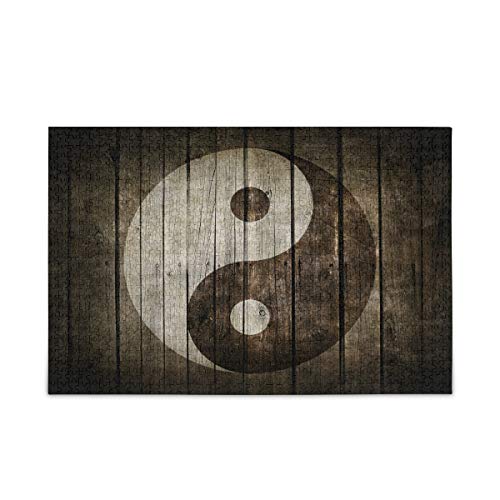 Mnsruu Holzpuzzle mit Ying-Yang-Schild, 1000-teiliges Puzzle für Kinder, Erwachsene, DIY-Geschenk von Mnsruu