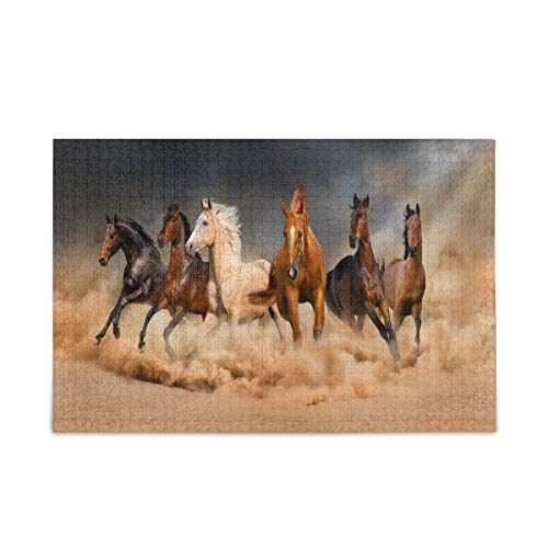 Mnsruu Horse Herd Run Desert Sky Jigsaw Puzzle Freizeit Kreative Spiele 1000 Teile für Erwachsene Kinder Geschenk von Mnsruu