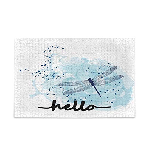 Mnsruu Libelle Hello Ölgemälde Aquarell Puzzle Freizeit Kreative Spiele 1000 Teile für Erwachsene Kinder Geschenk von Mnsruu