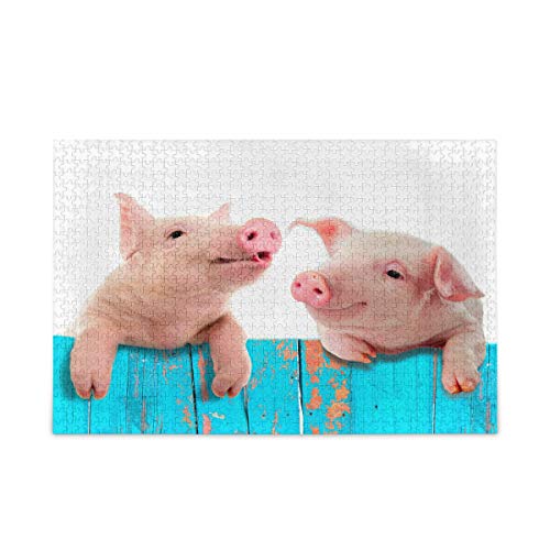 Mnsruu Lustiges Schwein Schweinchen Zaun Puzzle Freizeit Kreative Spiele 1000 Teile für Erwachsene Kinder Geschenk von Mnsruu