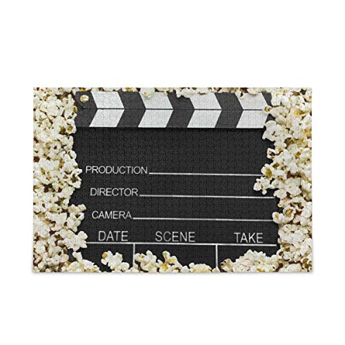 Mnsruu Movie Clapboard Popcorn Jigsaw Puzzle Freizeit Kreative Spiele 1000 Teile für Erwachsene Kinder Geschenk von Mnsruu