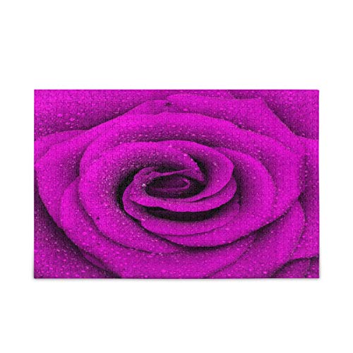 Mnsruu Rose Blume Lila Regentropfen Puzzle Freizeit Kreative Spiele 1000 Teile für Erwachsene Kinder Geschenk von Mnsruu