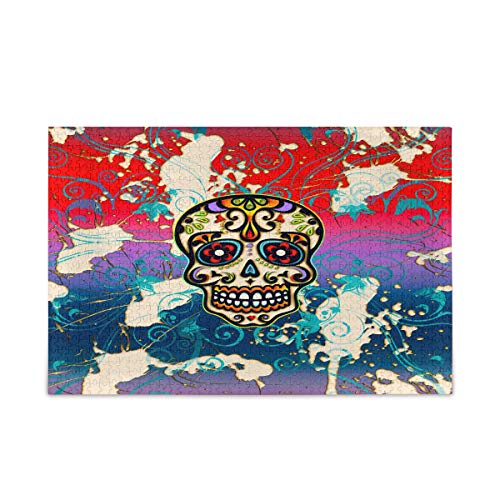 Mnsruu Sugar Skull Mexico Dia De Los Muertos Puzzle Freizeit Kreative Spiele 1000 Teile für Erwachsene Kinder Geschenk von Mnsruu